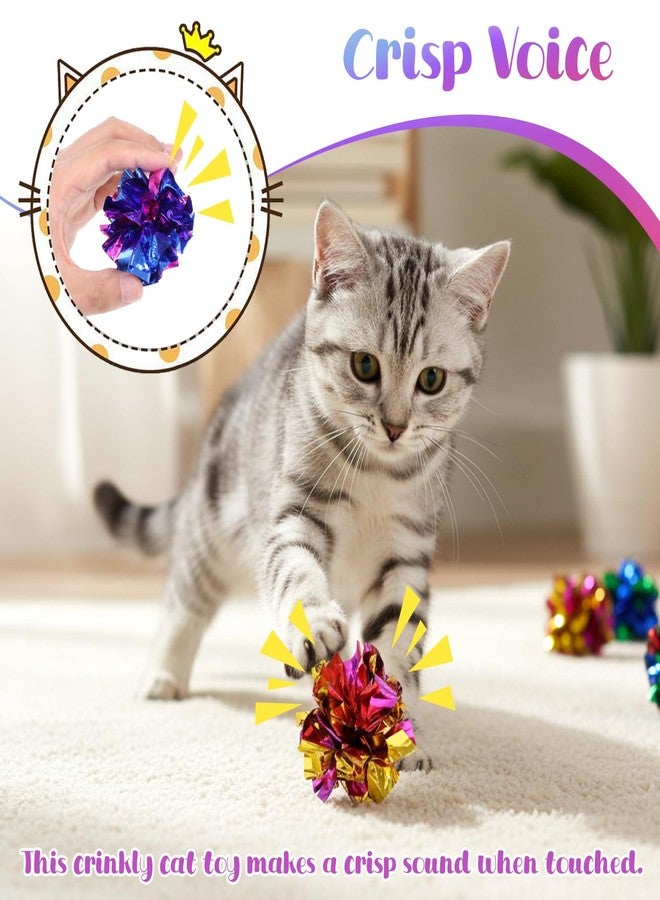 SHENLIU Crinkle Balls for Cats, 100 Pcs Colorful Cat Toys Crinkle Ball Interactive Foil Cat Toy Balls for Indoor Kittens to Keep Fit Active - Image 3
